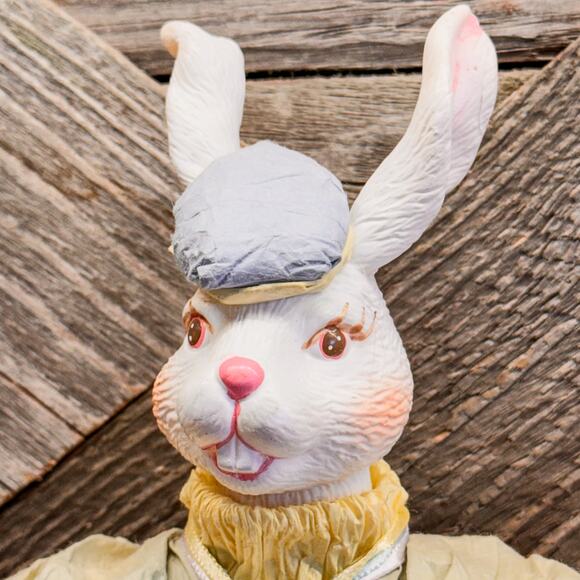 Adorably Dapper Vintage Paper Mache Mr. Easter Bunny Gentleman, 10.25" Tall - Picture 2 of 10